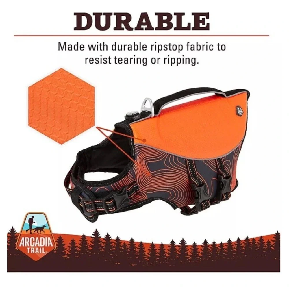Arcadia Trail Dog High Visibility‎ Flotation Life Jacket Swim Aid Size XXL Coral